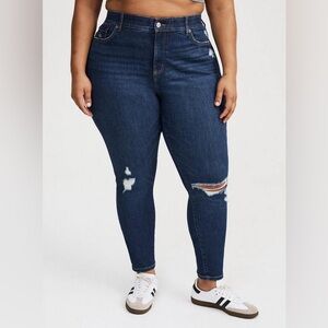 Torrid Dark Blue Distressed Women Jeans